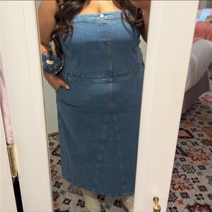 Denim Bandeau Midi Dress
